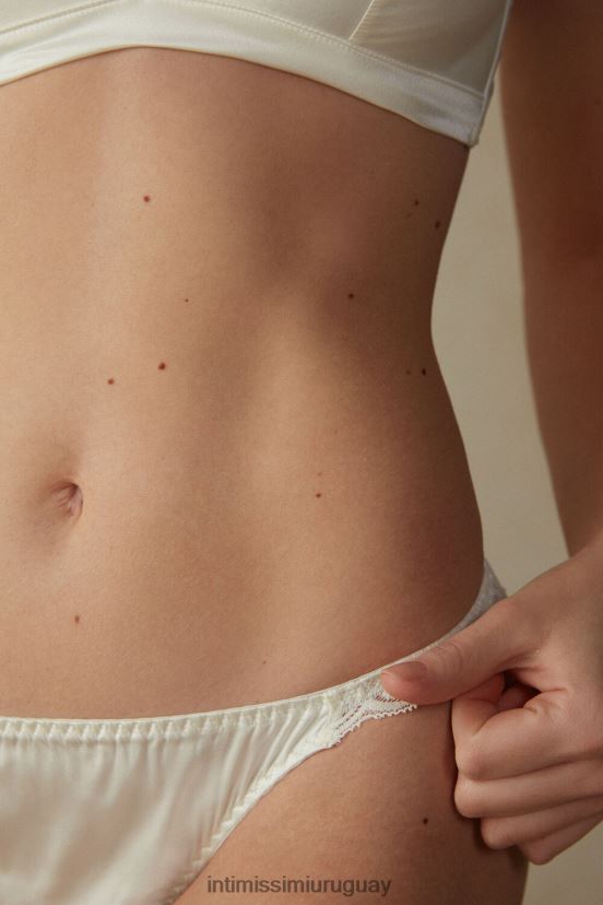 tanga de seda y encaje Intimissimi mujer 2127-blanco polvo V806B81129 ropa interior