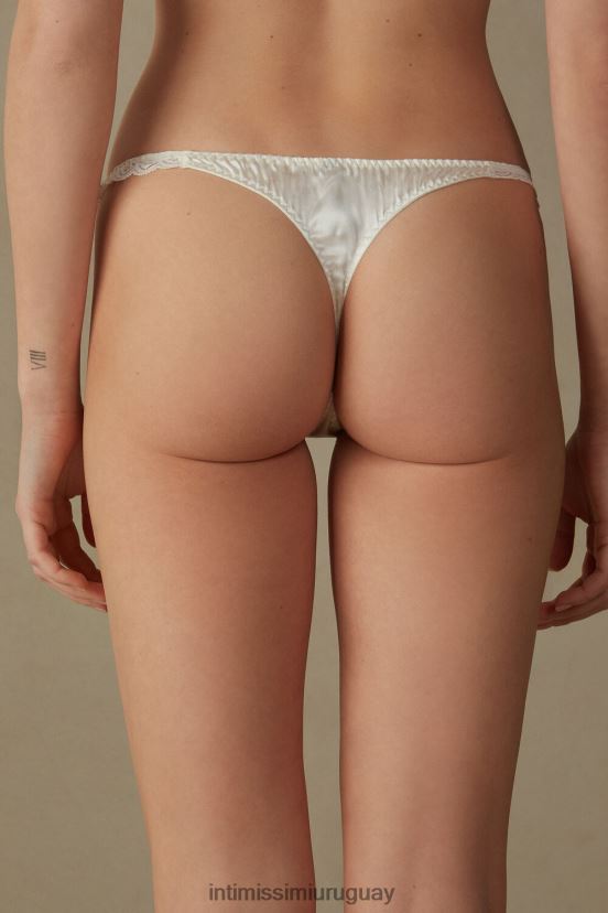 tanga de seda y encaje Intimissimi mujer 2127-blanco polvo V806B81129 ropa interior
