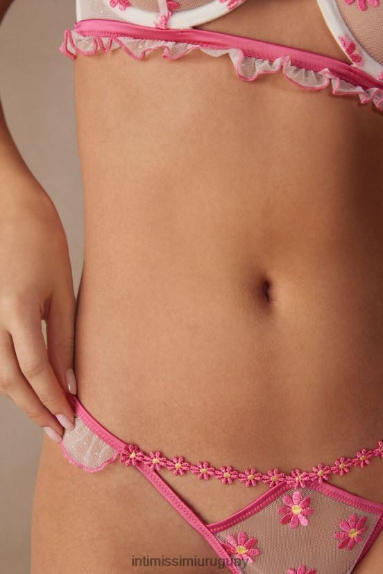 tanga estilo años 80 dulce como margaritas Intimissimi mujer 239j-fucsia/blanco polvo V806B8937 ropa interior