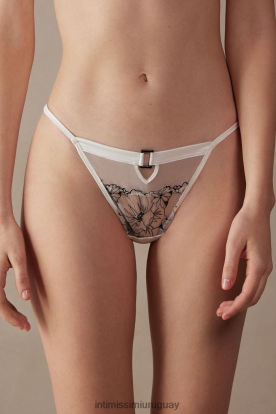 tanga pure joy con tiras laterales Intimissimi mujer 4718-blanco polvo/negro V806B8959 ropa interior