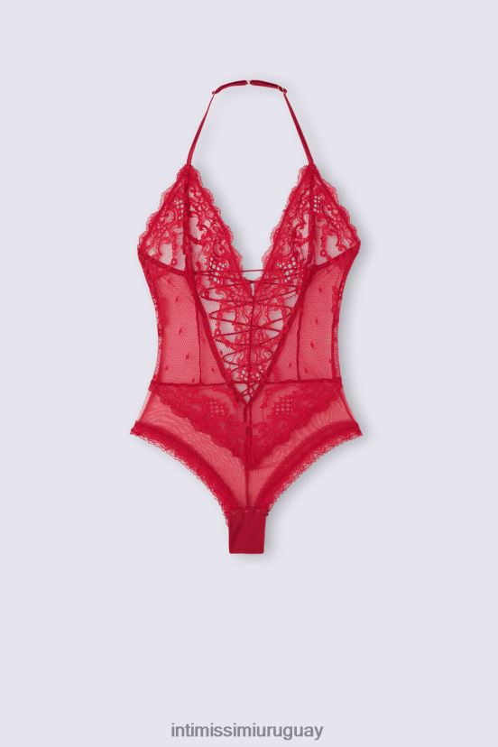 Body de encaje y tul de Sinful Fantasies Intimissimi mujer 9888-lacre rojo V806B81206 vestir
