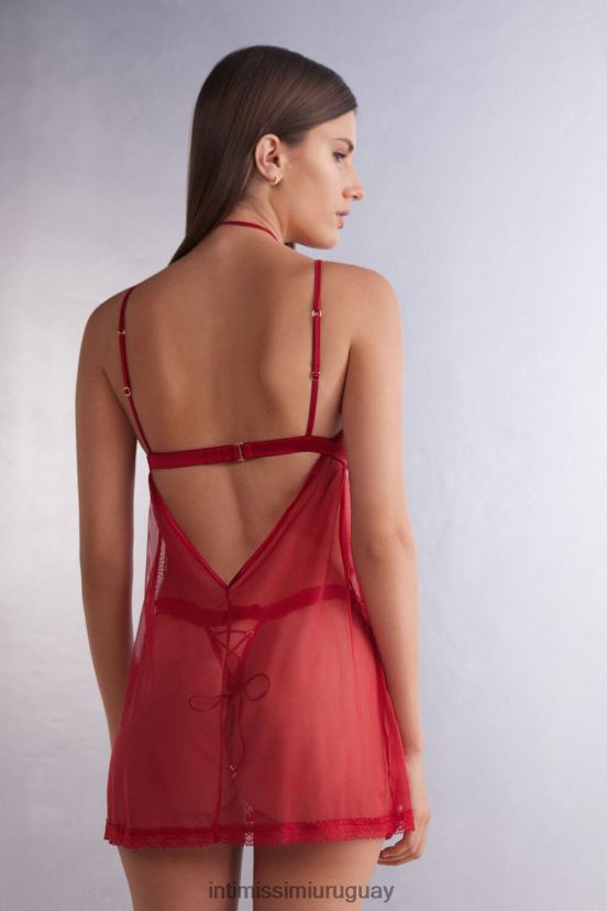 Babydoll de encaje y tul de Sinful Fantasies Intimissimi mujer 9888-lacre rojo V806B81212 vestir