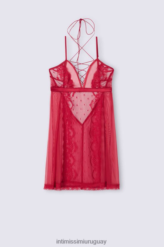 Babydoll de encaje y tul de Sinful Fantasies Intimissimi mujer 9888-lacre rojo V806B81212 vestir