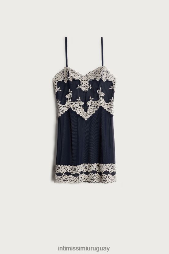 babydoll de flores bonitas Intimissimi mujer 347i-azul profundo/vainilla V806B81243 vestir