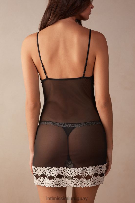 babydoll de flores bonitas Intimissimi mujer 9887-negro/marfil V806B81248 vestir