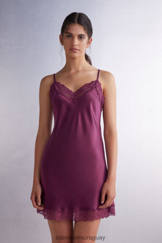 combinación de seda con detalle de encaje Intimissimi mujer 345j-vino morado V806B81201 vestir