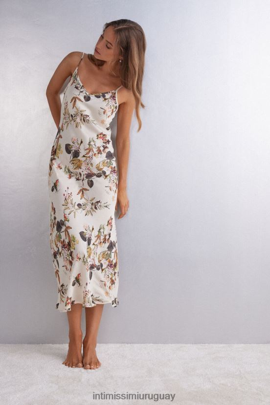 combinación larga de raso de viscosa otoñal botánicos Intimissimi mujer 999i-st.otoño botánica V806B81211 vestir