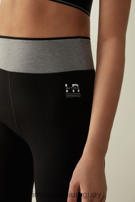 leggings capri de algodón orgánico elástico in action Intimissimi mujer 731i-negro/gris medio melange V806B81397 vestir