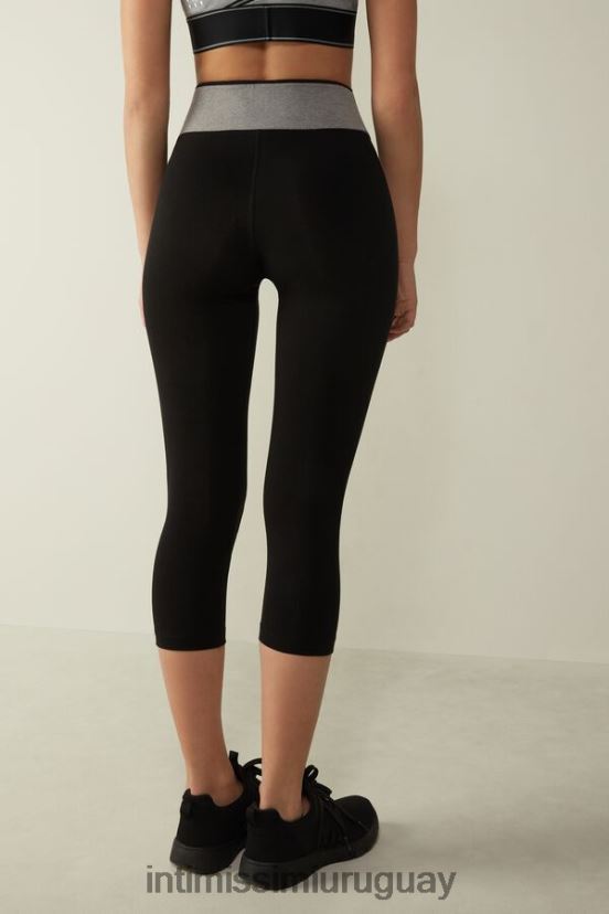 leggings capri de algodón orgánico elástico in action Intimissimi mujer 731i-negro/gris medio melange V806B81397 vestir