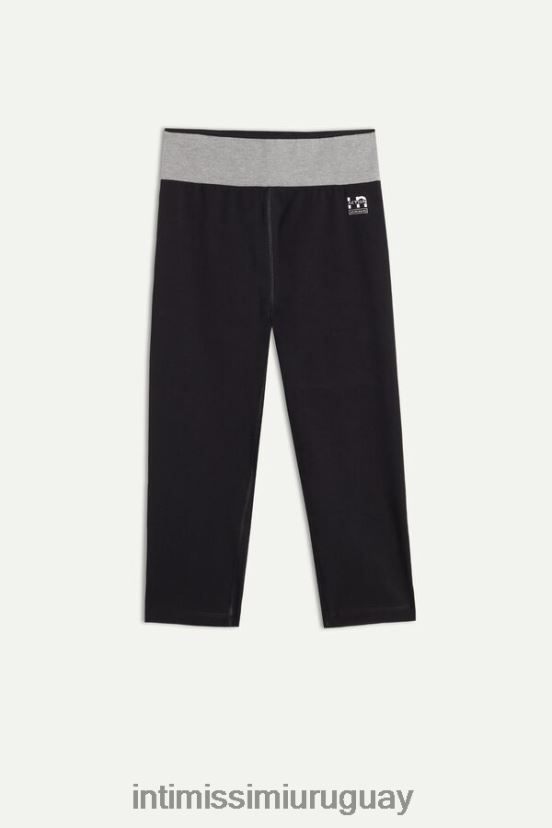 leggings capri de algodón orgánico elástico in action Intimissimi mujer 731i-negro/gris medio melange V806B81397 vestir
