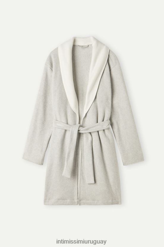 bata de abrazos cálidos Intimissimi mujer 153j-gris melange/crema V806B81578 vestir