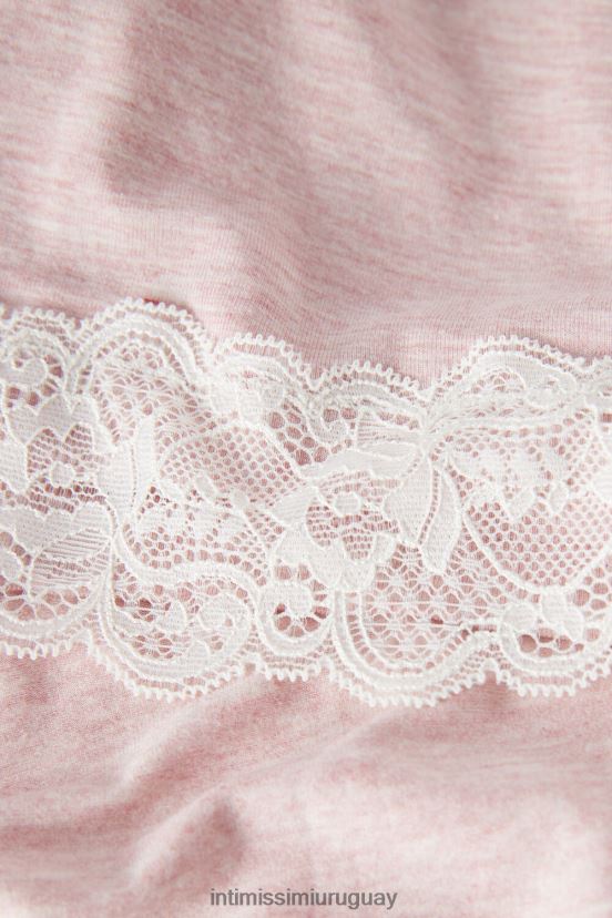 bata de modal con detalle de encaje Intimissimi mujer 008j-rosa claro melange V806B81596 vestir