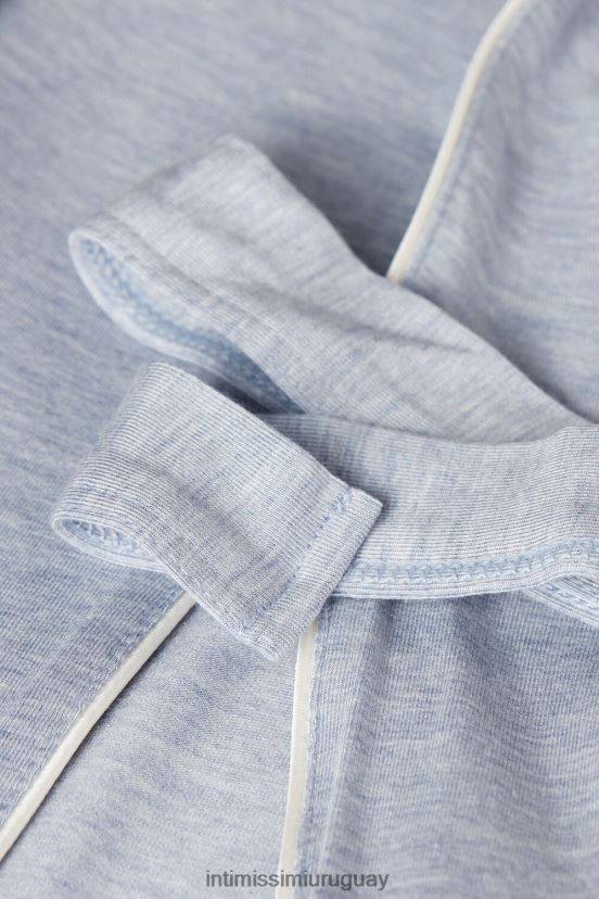 bata de modal con detalle de encaje Intimissimi mujer 009j-azul claro melange V806B81604 vestir