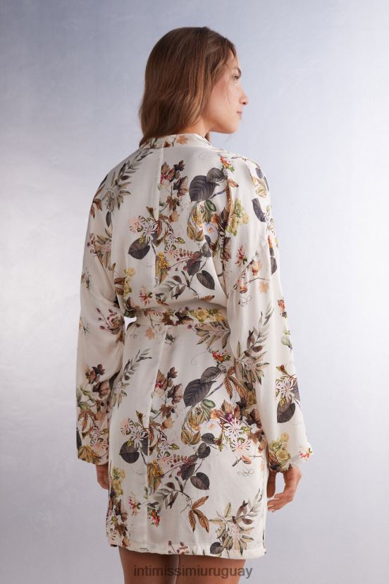 kimono de raso de viscosa otoñal botánicos Intimissimi mujer 999i-st.otoño botánica V806B81506 vestir