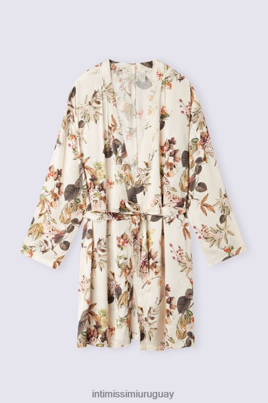 kimono de raso de viscosa otoñal botánicos Intimissimi mujer 999i-st.otoño botánica V806B81506 vestir