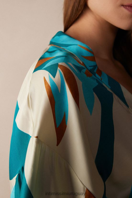 kimono de raso de viscosa summer vibes Intimissimi mujer 241j-estampado de vibraciones de verano V806B81523 vestir