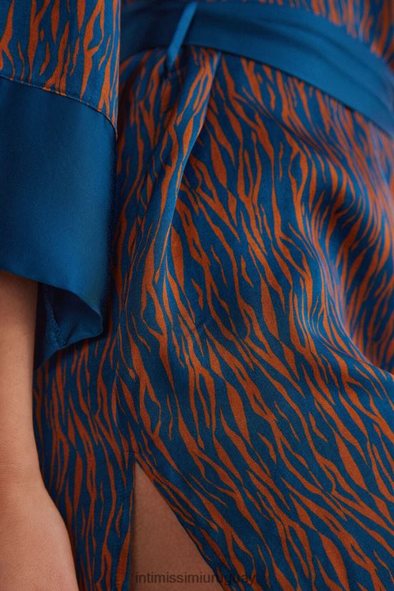 kimono de satén de viscosa go animalier Intimissimi mujer 351j-st.go animalier lightcinn/azul V806B81490 vestir