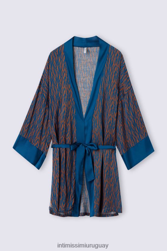 kimono de satén de viscosa go animalier Intimissimi mujer 351j-st.go animalier lightcinn/azul V806B81490 vestir