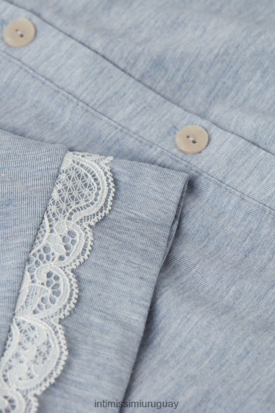 camisón con botones y detalles de encaje Intimissimi mujer 009j-azul claro melange V806B81541 vestir