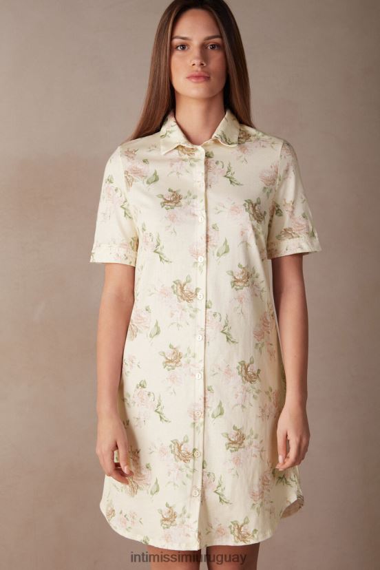 camisón de algodón aroma de rosas Intimissimi mujer 205j-estampado aroma de rosas V806B81550 vestir