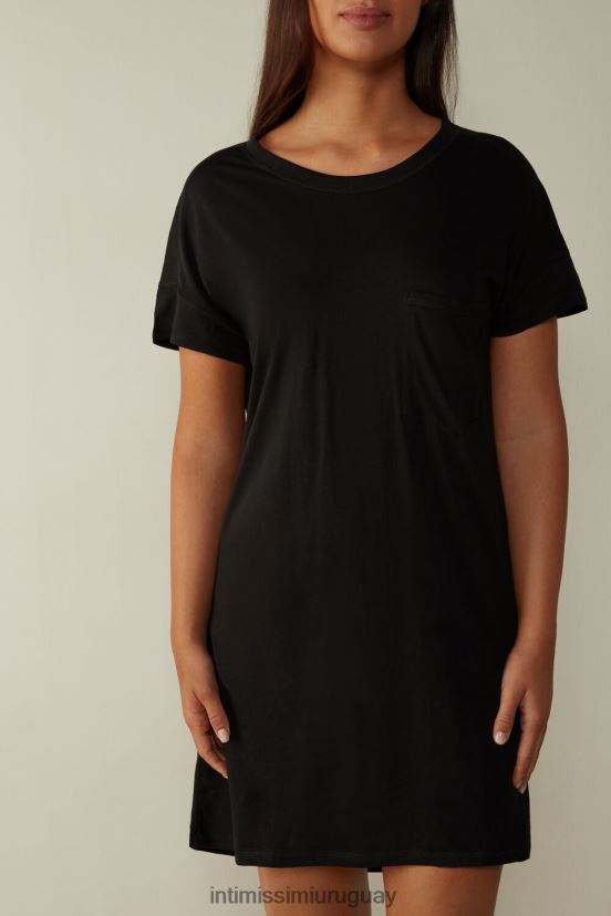camisón de algodón supima ultrafresco Intimissimi mujer 019-negro V806B81659 vestir