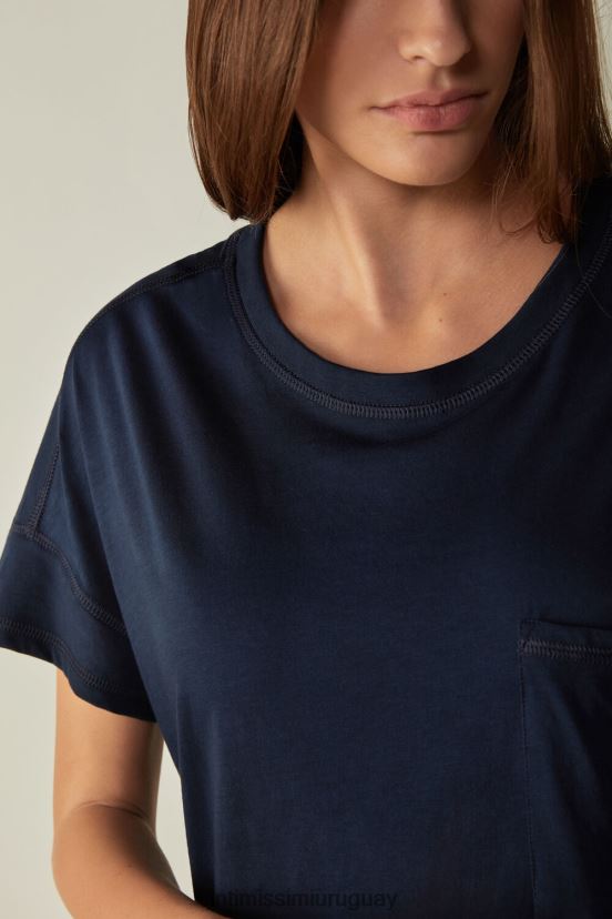 camisón de algodón supima ultrafresco Intimissimi mujer 1467-azul intenso V806B81658 vestir