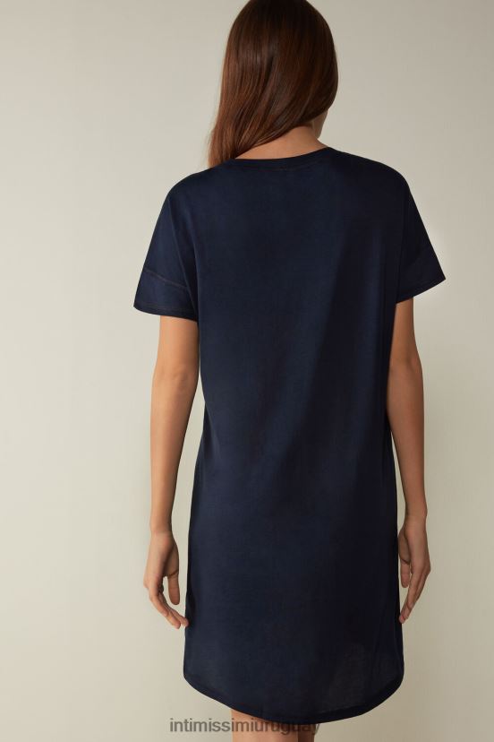 camisón de algodón supima ultrafresco Intimissimi mujer 1467-azul intenso V806B81658 vestir