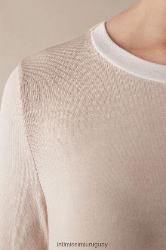 camisón de elegancia simple Intimissimi mujer 227j-rosa seda/blanco polvo V806B81573 vestir