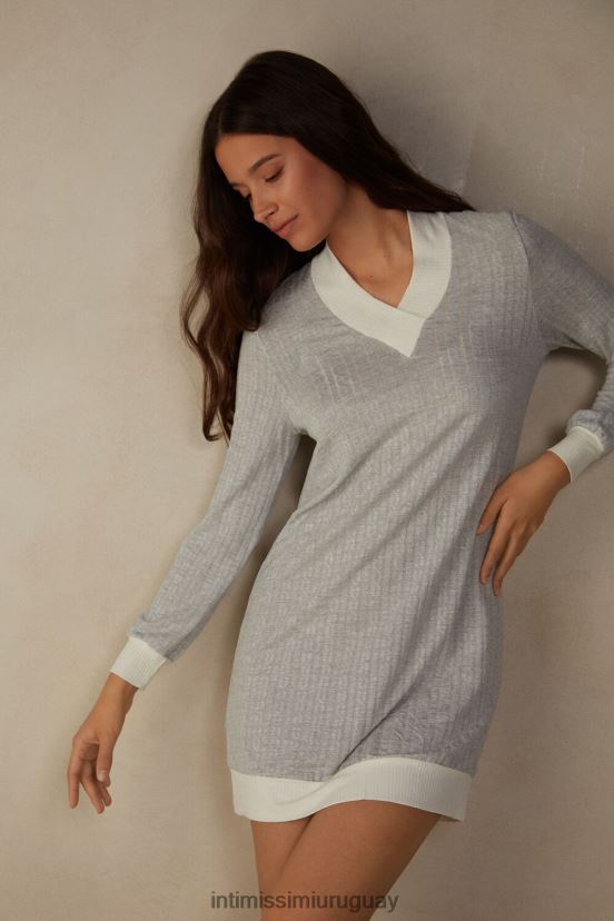 camisón de herencia atemporal Intimissimi mujer 154j-gris melange/blanco polvo V806B81594 vestir