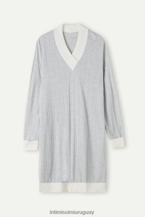 camisón de herencia atemporal Intimissimi mujer 154j-gris melange/blanco polvo V806B81594 vestir