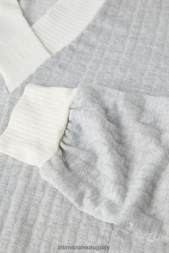 camisón de herencia atemporal Intimissimi mujer 154j-gris melange/blanco polvo V806B81594 vestir