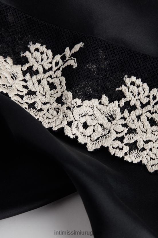 Bonito top de seda con flores y tirantes finos. Intimissimi mujer 9887-negro/marfil V806B81416 vestir