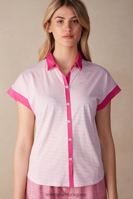 camisa batido de fresa manga corta algodón supima ultrafresco Intimissimi mujer 247j-raya rosa de San Valentín V806B81539 vestir