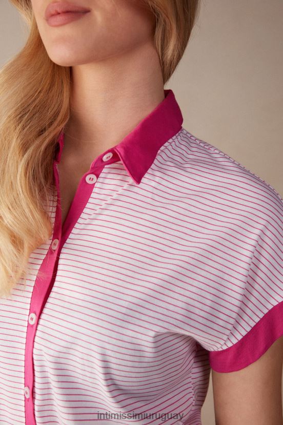 camisa batido de fresa manga corta algodón supima ultrafresco Intimissimi mujer 247j-raya rosa de San Valentín V806B81539 vestir