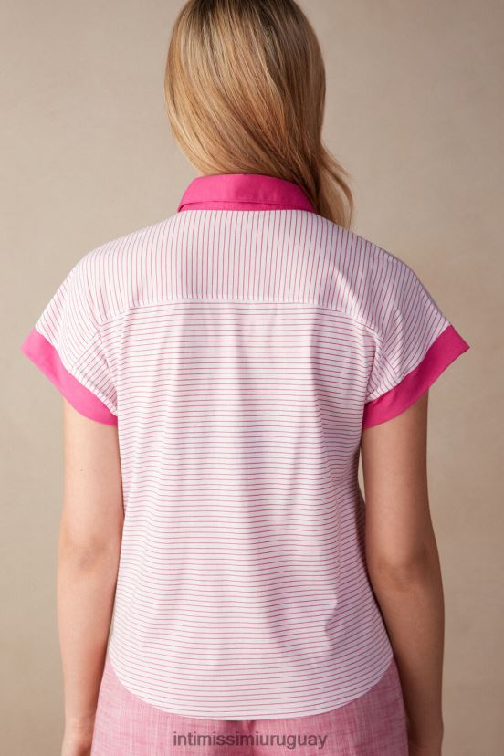 camisa batido de fresa manga corta algodón supima ultrafresco Intimissimi mujer 247j-raya rosa de San Valentín V806B81539 vestir