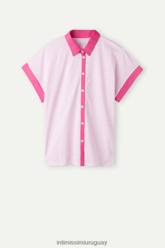 camisa batido de fresa manga corta algodón supima ultrafresco Intimissimi mujer 247j-raya rosa de San Valentín V806B81539 vestir