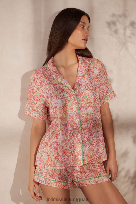 camisa de lino de manga corta de viaje de verano Intimissimi mujer Estampado de cachemira de verano 240j. V806B81512 vestir