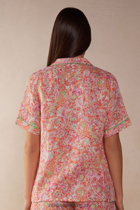 camisa de lino de manga corta de viaje de verano Intimissimi mujer Estampado de cachemira de verano 240j. V806B81512 vestir