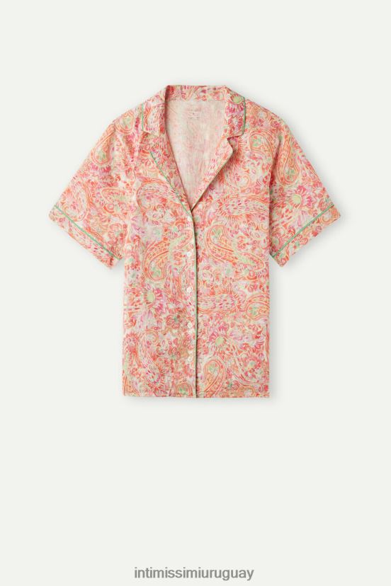 camisa de lino de manga corta de viaje de verano Intimissimi mujer Estampado de cachemira de verano 240j. V806B81512 vestir