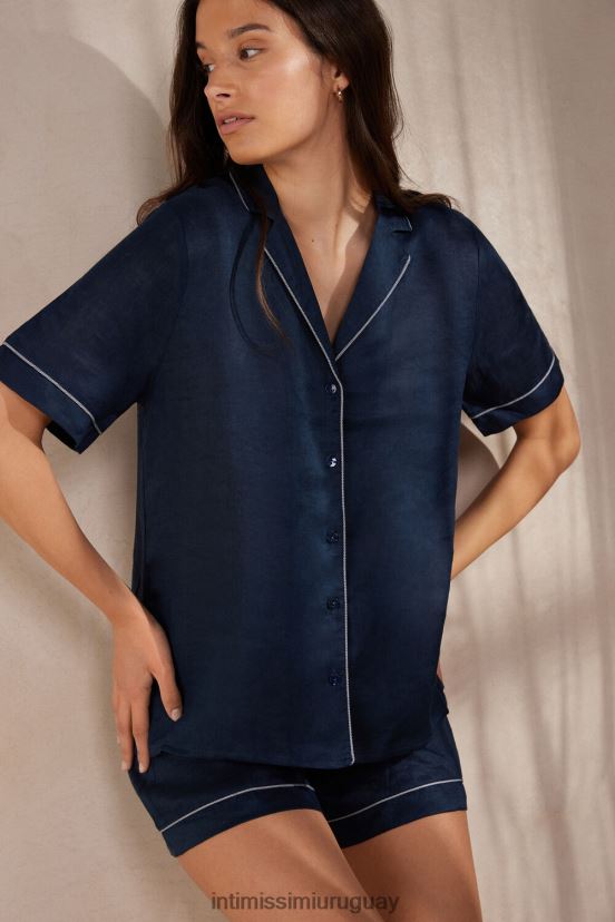 camisa de manga corta de noche de yate Intimissimi mujer 243j-azul marinero V806B81531 vestir