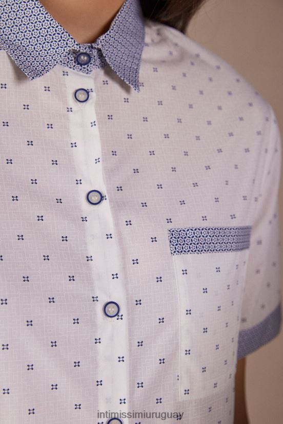 camisa santorini view de algodón de manga corta Intimissimi mujer 317j-santorini-print polvo blanco V806B81507 vestir