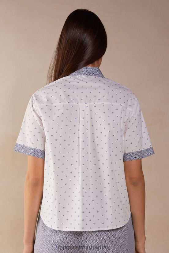 camisa santorini view de algodón de manga corta Intimissimi mujer 317j-santorini-print polvo blanco V806B81507 vestir