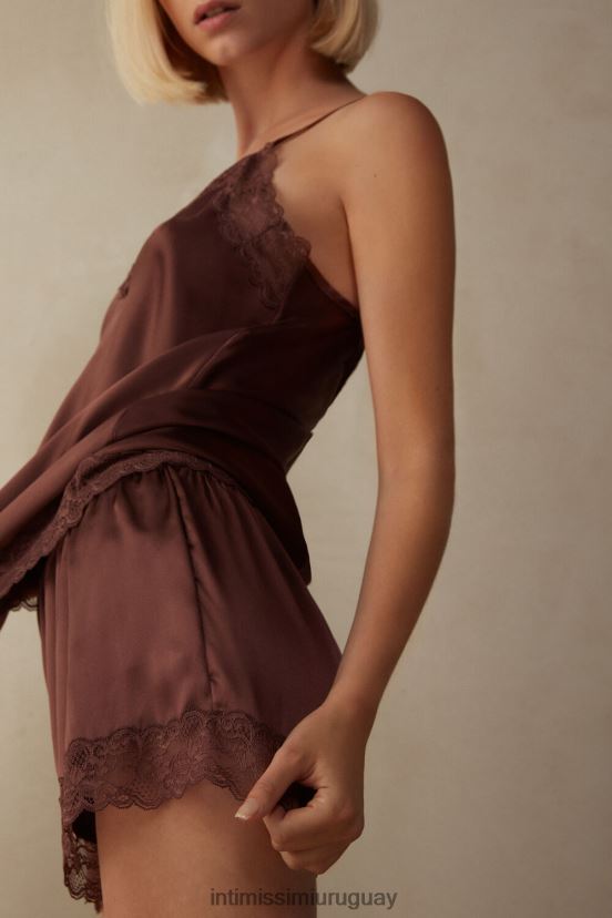 pantalones cortos de seda Intimissimi mujer 002j-marrón nuez moscada V806B81631 vestir