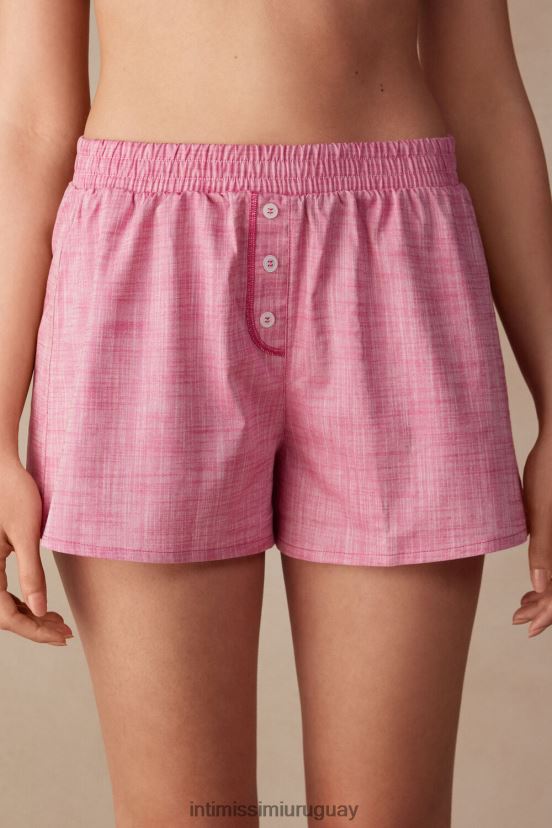 shorts de algodón de tejido liso batido de fresa Intimissimi mujer 248j-chambray rosa san valentín V806B81538 vestir