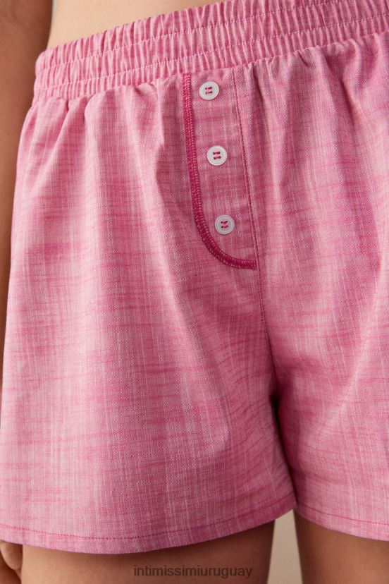 shorts de algodón de tejido liso batido de fresa Intimissimi mujer 248j-chambray rosa san valentín V806B81538 vestir