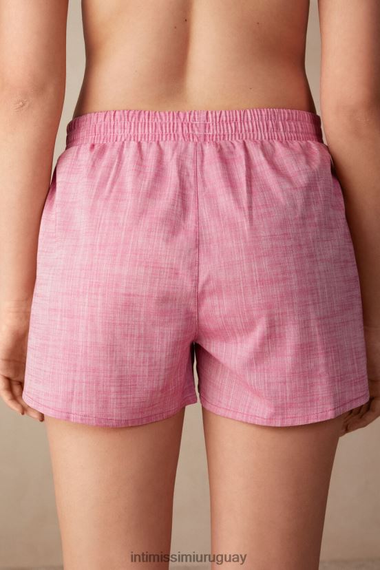 shorts de algodón de tejido liso batido de fresa Intimissimi mujer 248j-chambray rosa san valentín V806B81538 vestir