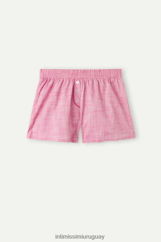 shorts de algodón de tejido liso batido de fresa Intimissimi mujer 248j-chambray rosa san valentín V806B81538 vestir