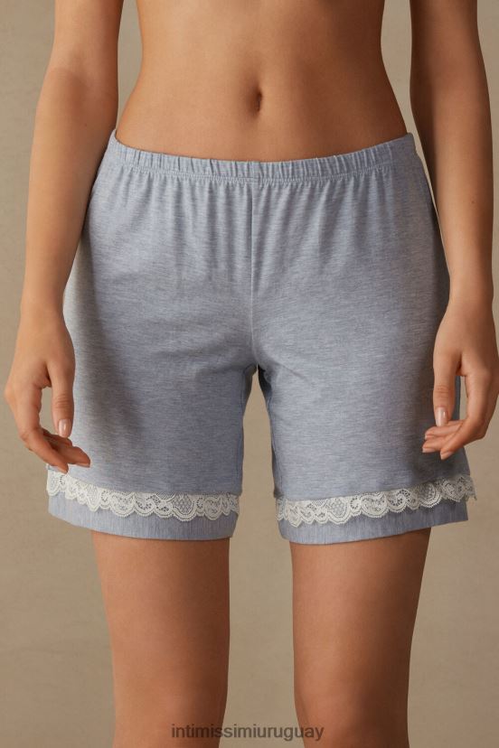 shorts de modal con detalles de encaje Intimissimi mujer 009j-azul claro melange V806B81635 vestir