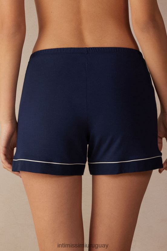 shorts de modal con ribete en contraste Intimissimi mujer 1467-azul intenso V806B81535 vestir