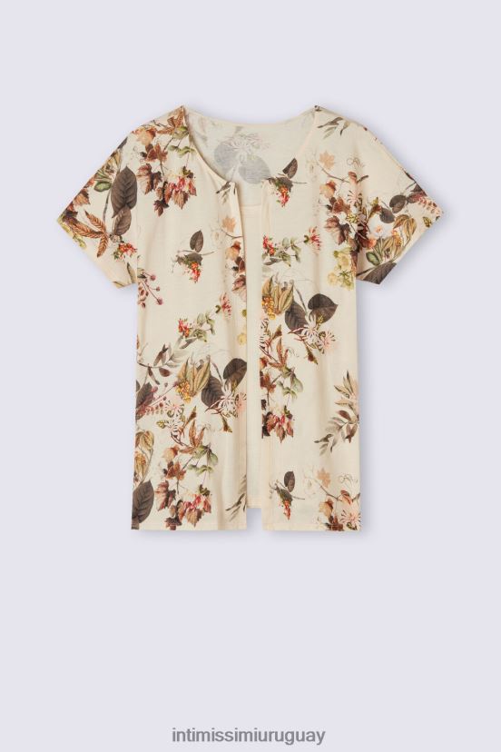 top botánico de algodón supima ultrafresco de manga corta de otoño Intimissimi mujer 999i-st.otoño botánica V806B81505 vestir